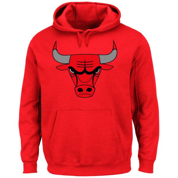 Men Chicago Bulls Majestic Current Logo Tech Patch Pullover Hoodie Red